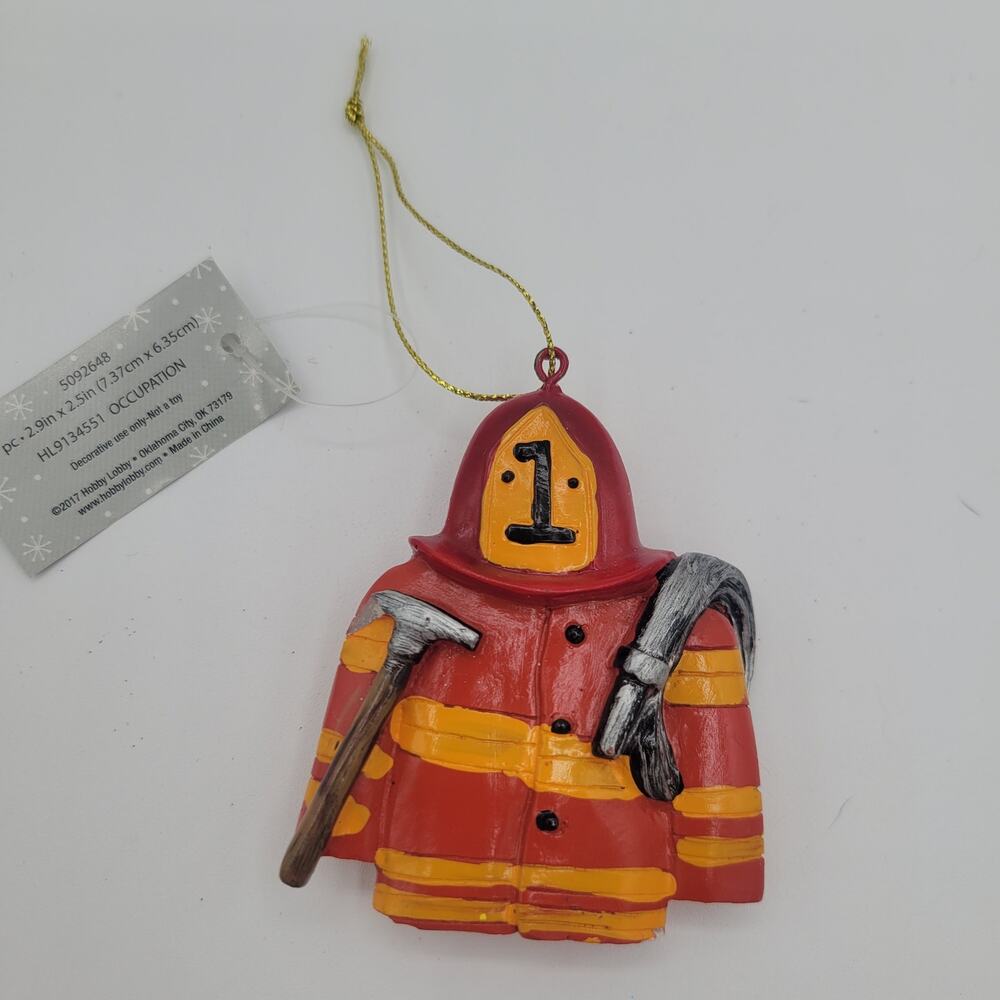 Hobby Lobby Fireman Jacket and Gear Christmas Tree Ornament